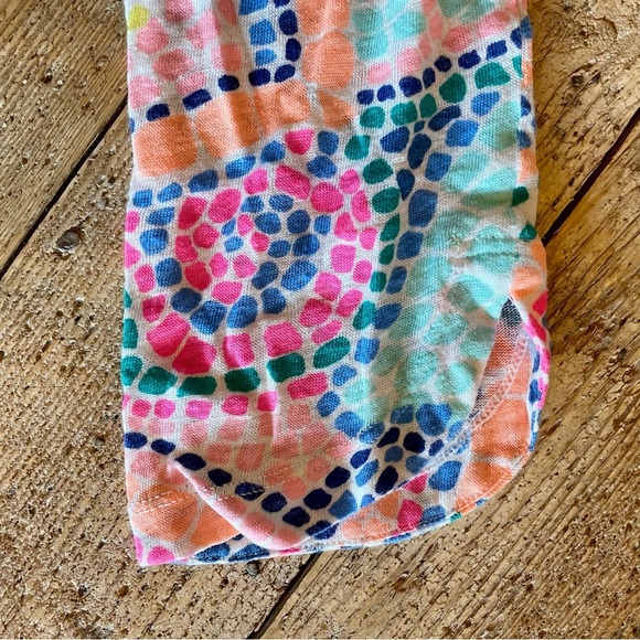 Lilly Pulitzer Linen Egret Tile Wave Henley Tunic Top Size Small - Picture 6 of 7